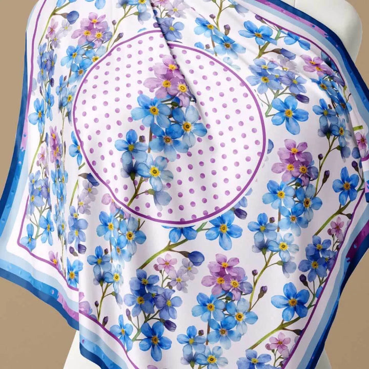 Forget-Me-Not Flower Silk Scarf 90, Designed With Meaning