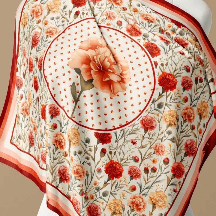 Carnation Flower Silk Scarf 90, Designed With Meaning