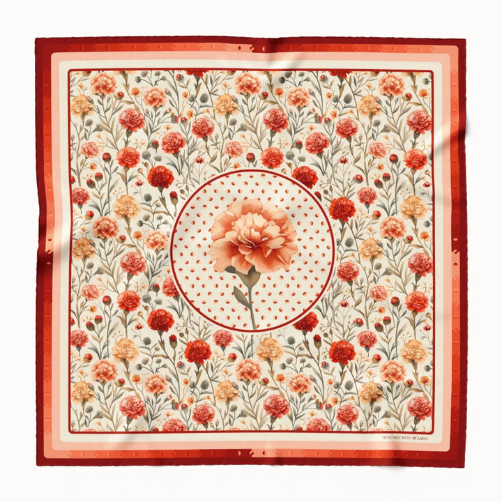 Carnation Flower Silk Scarf 90, Designed With Meaning