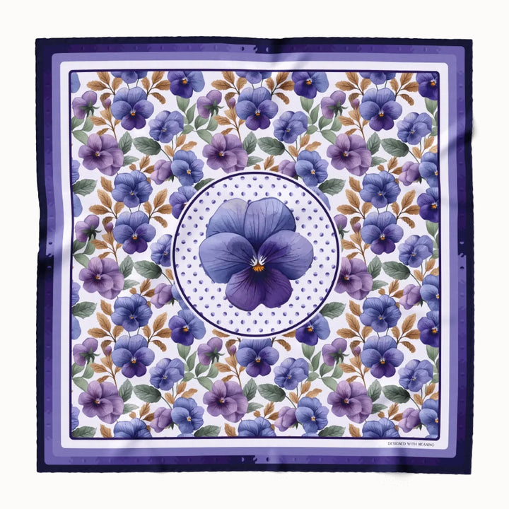Violet Flower Silk Scarf 90, Designed With Meaning
