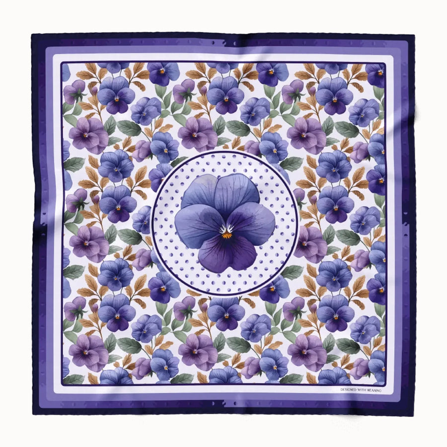 Violet Flower Silk Scarf 90, Designed With Meaning