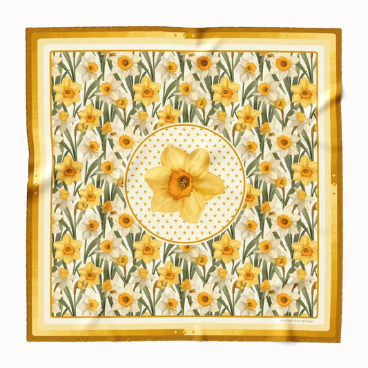 Daffodil Flower Silk Scarf 90, Designed With Meaning