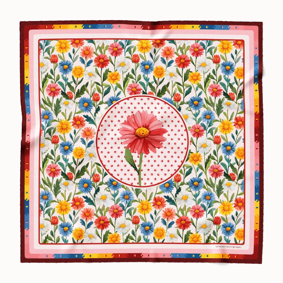 Daisy Flower Silk Scarf 90, Designed With Meaning
