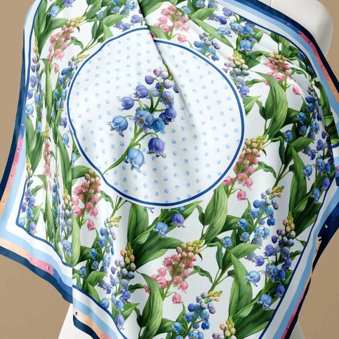 Lily of the Valley Flower Silk Scarf 90, Designed With Meaning