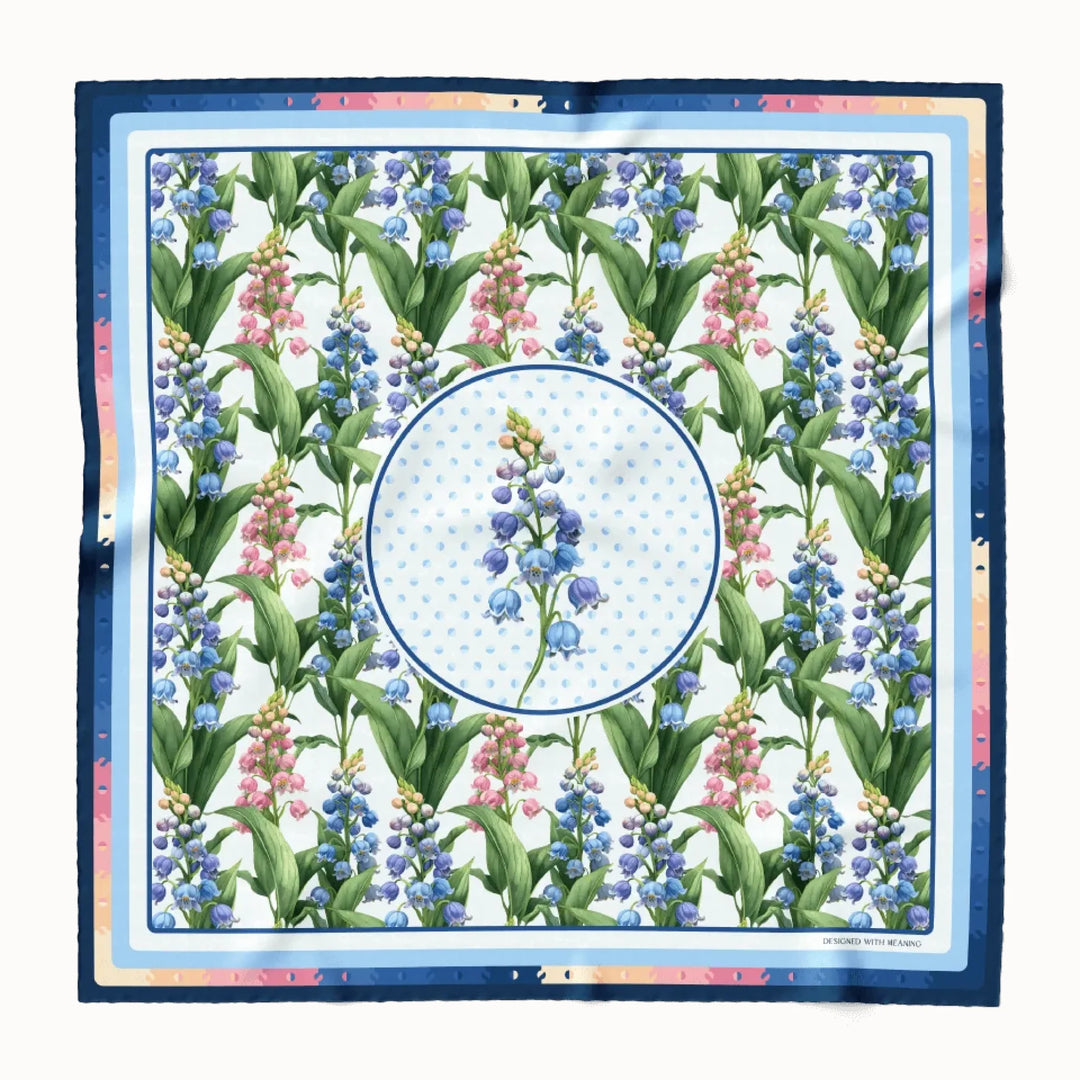 Lily of the Valley Flower Silk Scarf 90, Designed With Meaning