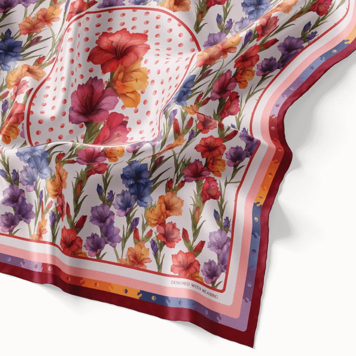 Gladiolus Flower Silk Scarf 90, Designed With Meaning