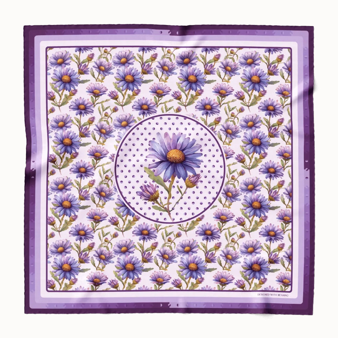 Aster Flower Silk Scarf 90, Designed With Meaning