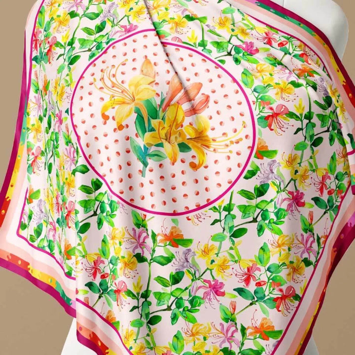 Honeysuckle Flower Silk Scarf 90, Designed With Meaning