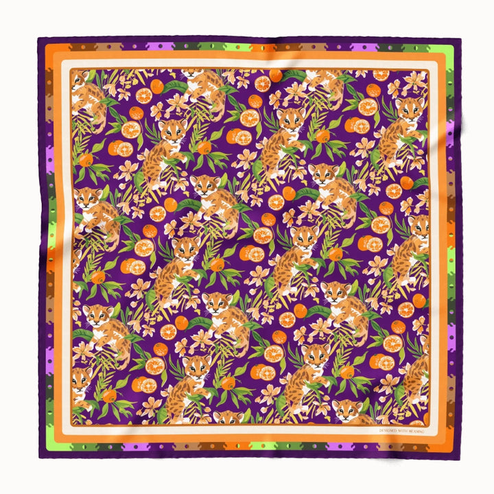 Baby Florida Panther and Oranges Silk Scarf 90, Designed With Meaning