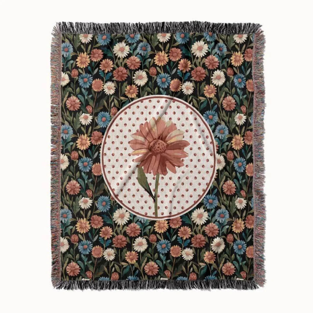 Daisy Flower Woven Throw Blanket, In Bloom Collection, Designed With Meaning
