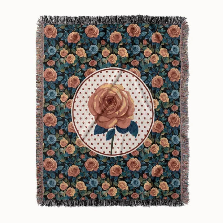 Rose Flower Woven Throw Blanket, In Bloom Collection, Designed With Meaning