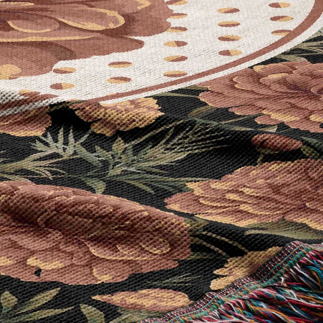 Marigold Flower Woven Throw Blanket, In Bloom Collection, Designed With Meaning