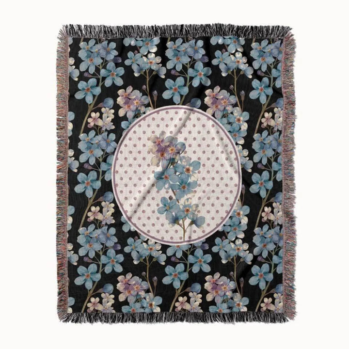 Forget-Me-Not Flower Woven Throw Blanket, In Bloom Collection, Designed With Meaning