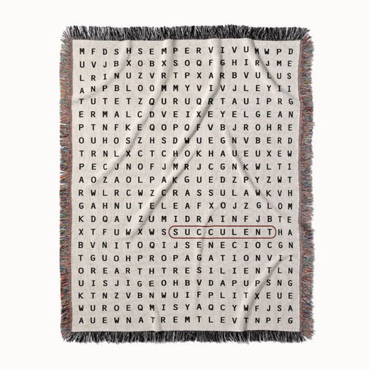 Succulent Word Search Studio Woven Throw Blanket, Designed With Meaning