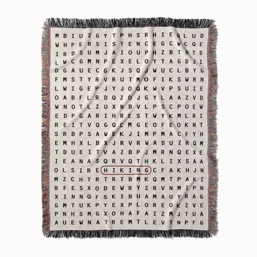 Hiking Word Search Studio Woven Throw Blanket, Designed With Meaning
