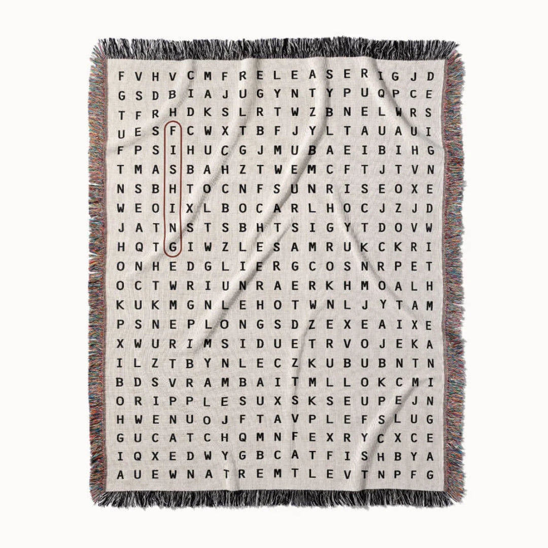 Fishing Word Search Studio Woven Throw Blanket, Designed With Meaning