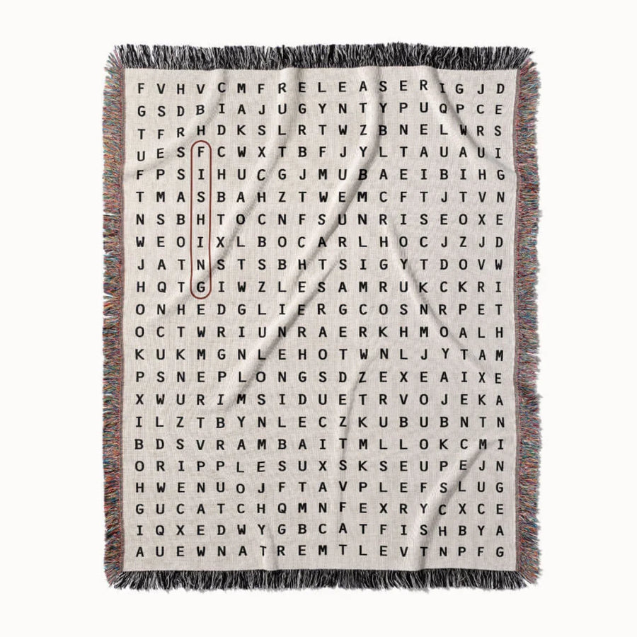 Fishing Word Search Studio Woven Throw Blanket, Designed With Meaning