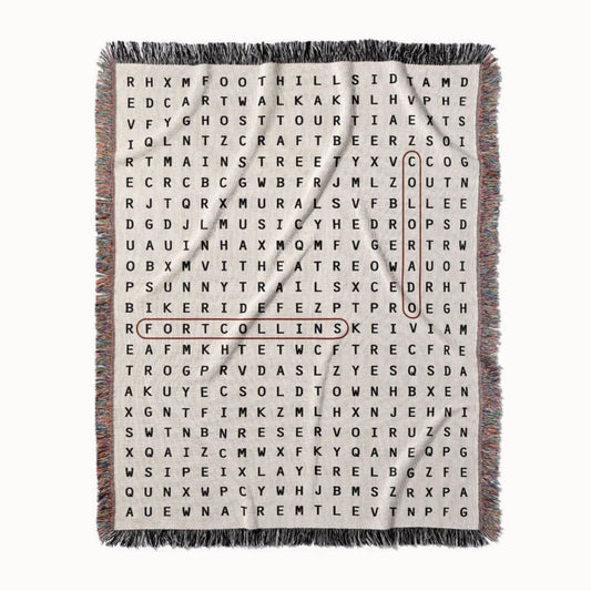 Fort Collins, Colorado Woven Blanket - Word Search Studio by Designed With Meaning