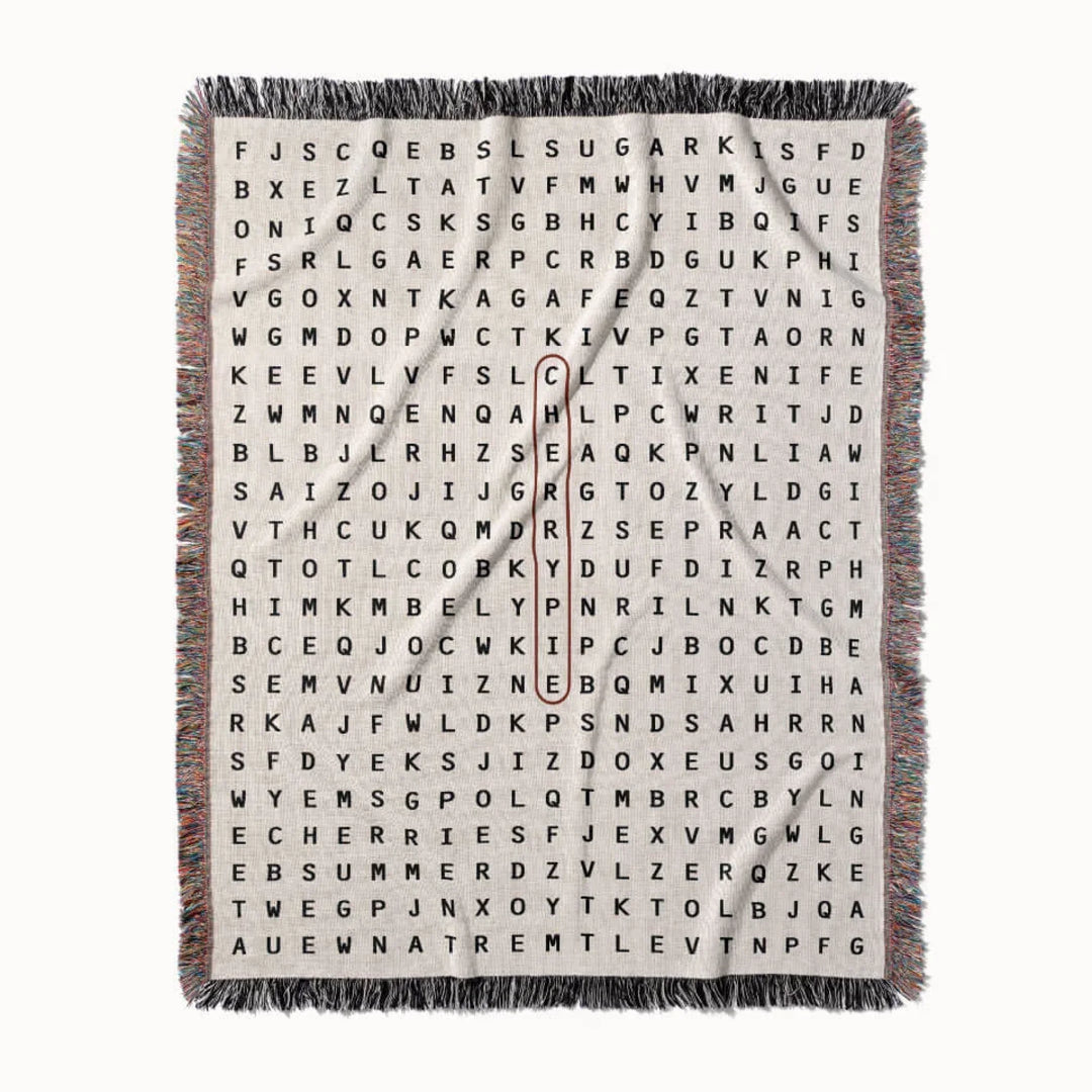 Cherry Pie Word Search Studio Woven Throw Blanket, Designed With Meaning