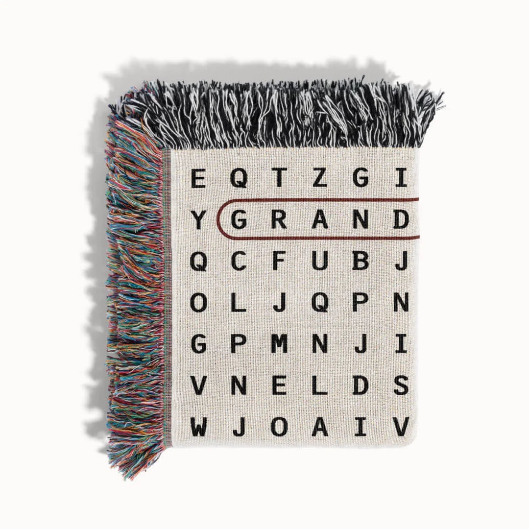 Grandpa Word Search Woven Throw Blanket, Personalized Gift for Grandpa, Designed With Meaning