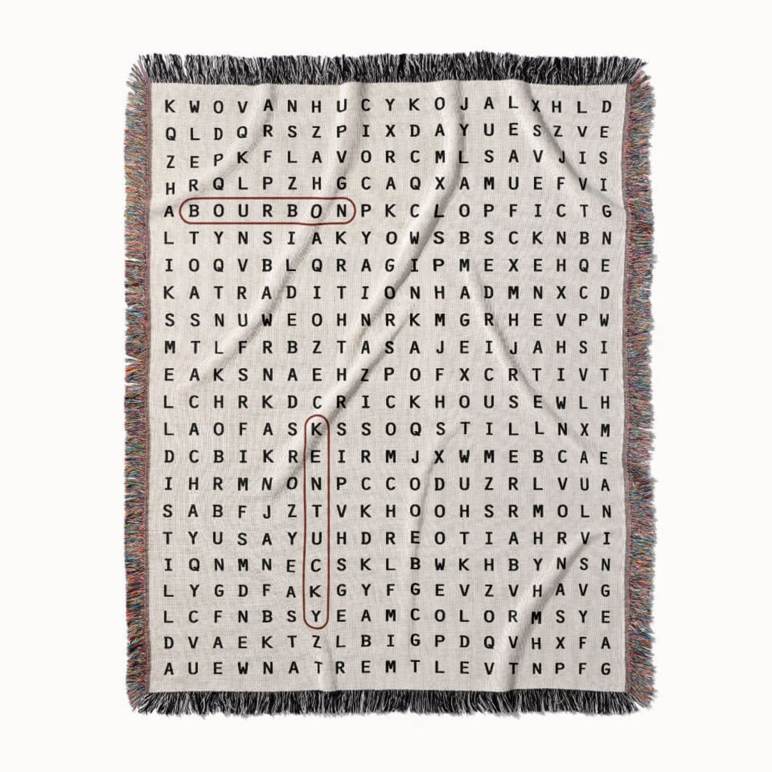 Bourbon Word Search Studio Woven Throw Blanket, Designed With Meaning