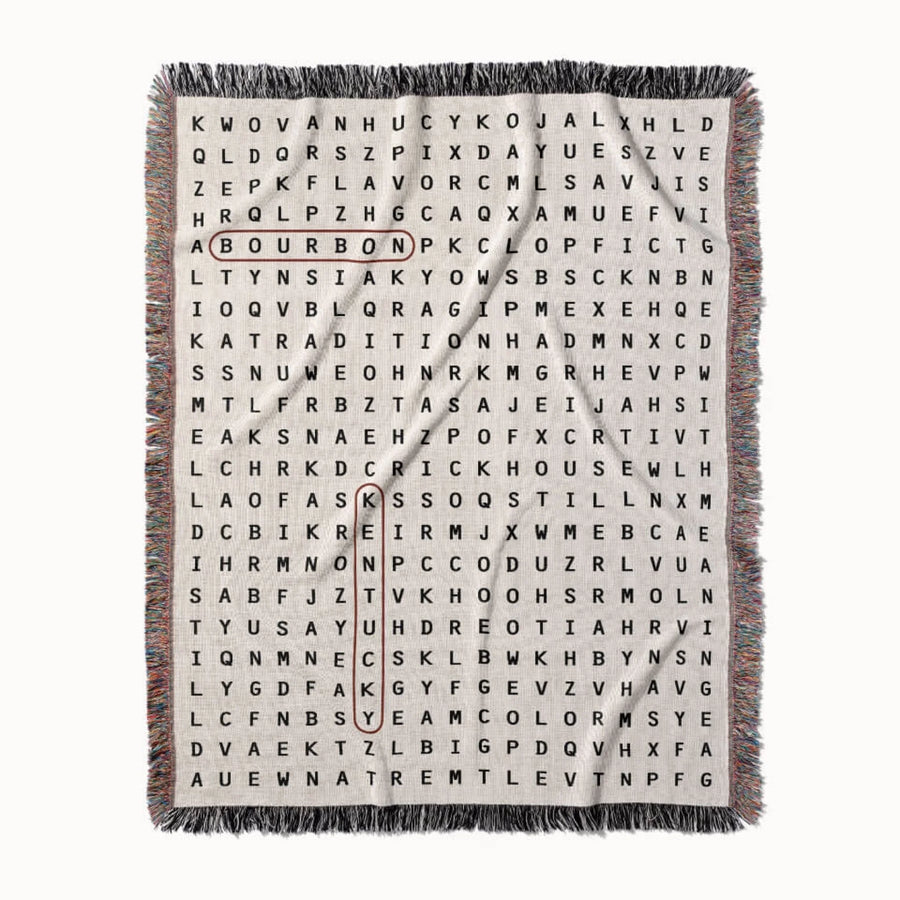 Bourbon Word Search Studio Woven Throw Blanket, Designed With Meaning