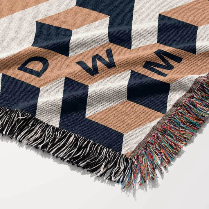 Aligned Designer Woven Throw Blanket, Sand and Ink, Personalized Gift, Designed With Meaning