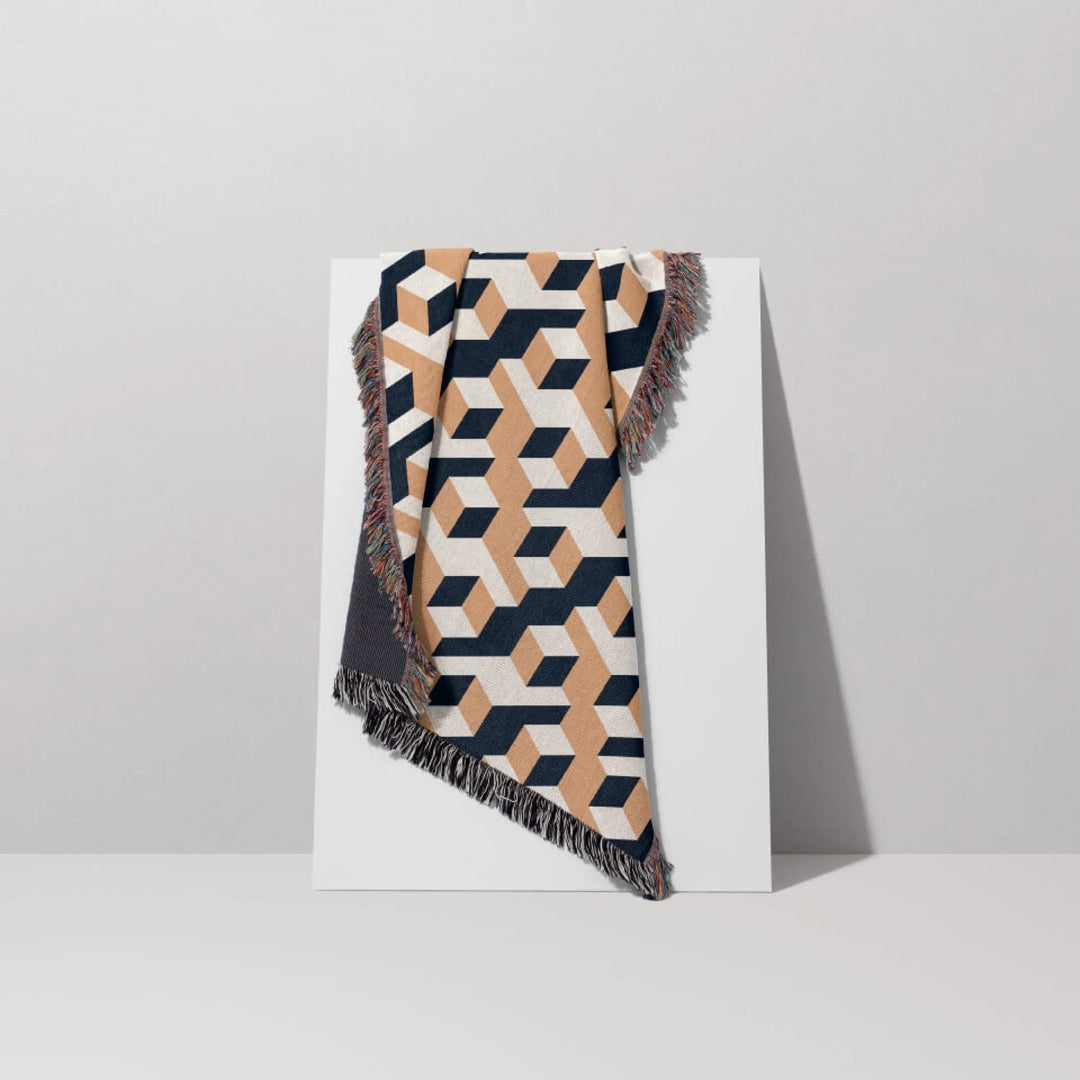 Aligned Designer Woven Throw Blanket, Sand and Ink, Personalized Gift, Designed With Meaning