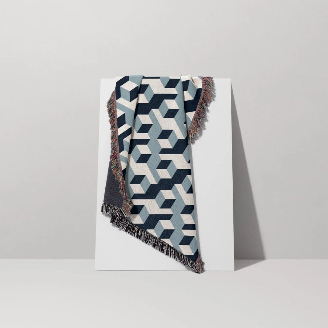 Aligned Designer Woven Throw Blanket, Slate and Glacier, Personalized Gift, Designed With Meaning