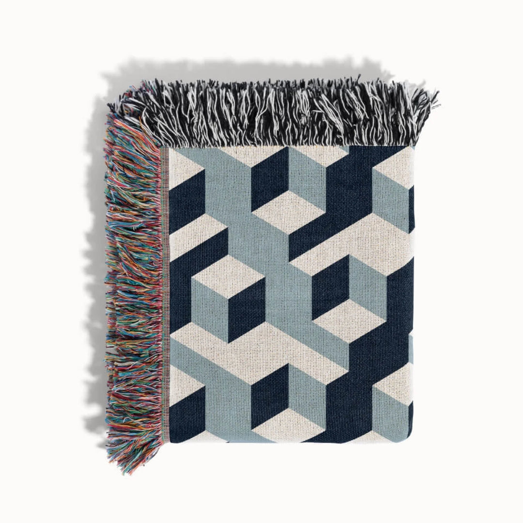 Aligned Designer Woven Throw Blanket, Slate and Glacier, Personalized Gift, Designed With Meaning