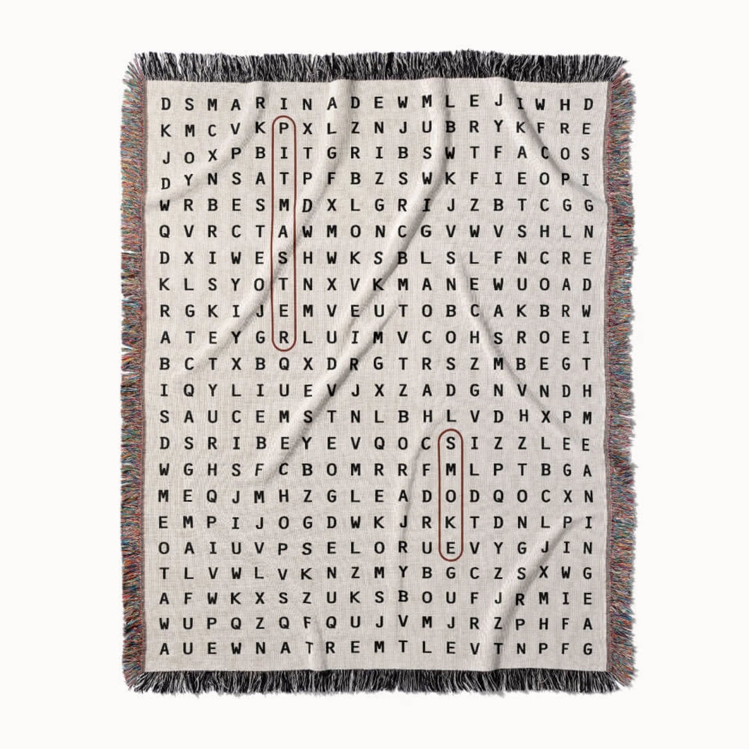 The Carnivore's Cut Woven Blanket - Word Search Studio by Designed With Meaning