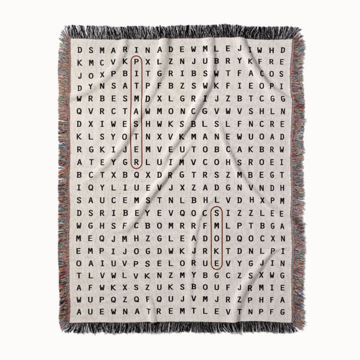 The Carnivore's Cut Woven Blanket - Word Search Studio by Designed With Meaning