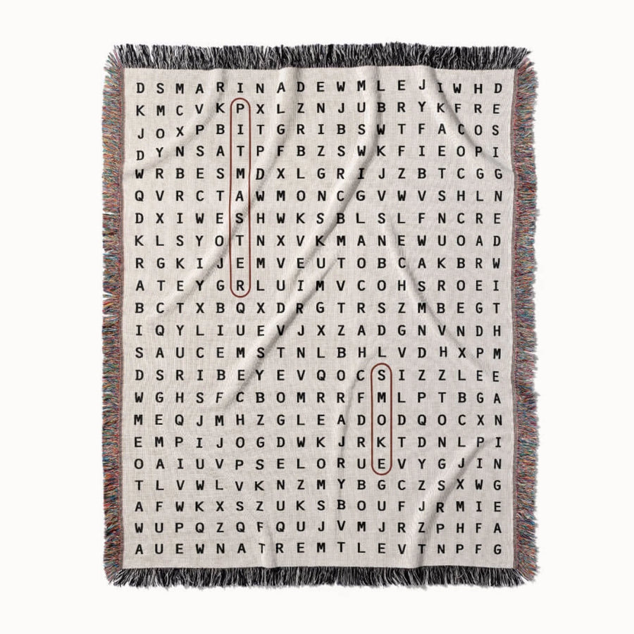 The Carnivore's Cut Woven Blanket - Word Search Studio by Designed With Meaning