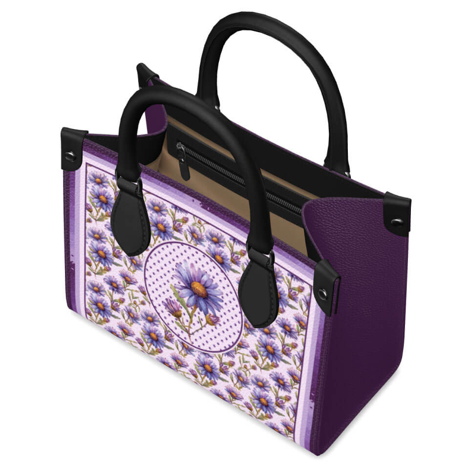 Aster Flower Mini Shopper, Leather Handbag, Designed With Meaning