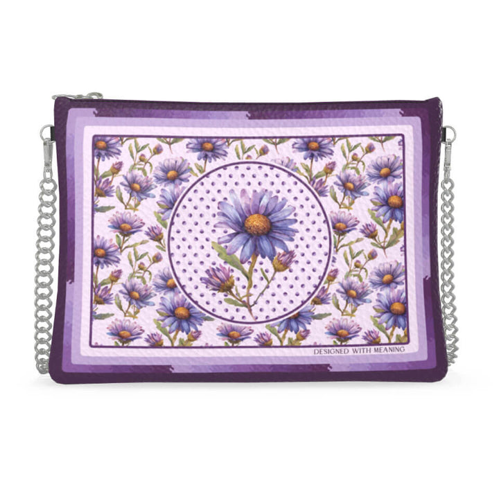 Aster Flower Zip Crossbody, Leather Handbag, Designed With Meaning