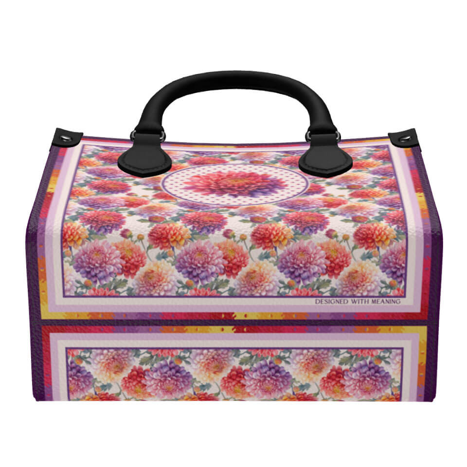 Chrysanthemum Flower Mini Shopper, Leather Handbag, Designed With Meaning