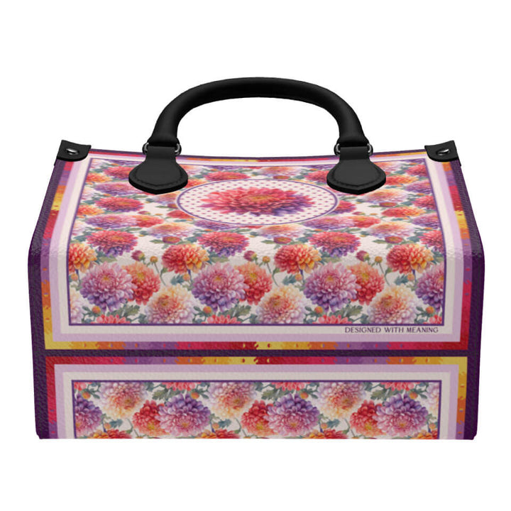 Chrysanthemum Flower Mini Shopper, Leather Handbag, Designed With Meaning