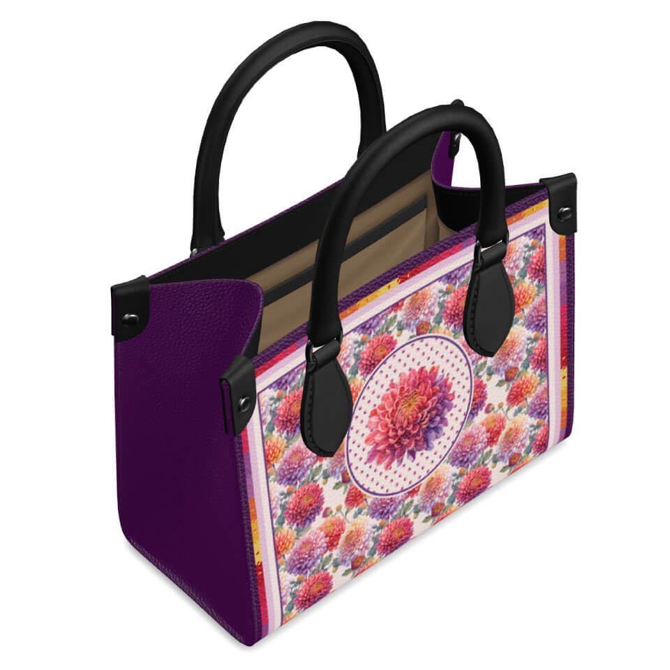 Chrysanthemum Flower Mini Shopper, Leather Handbag, Designed With Meaning