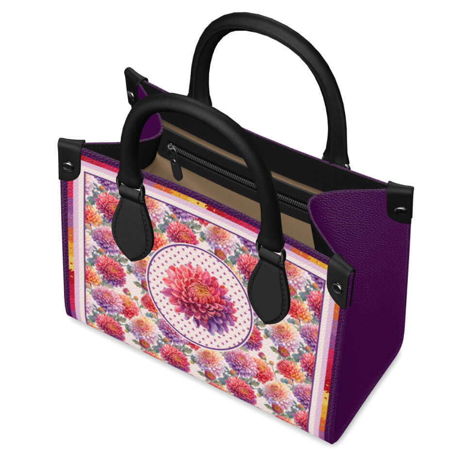 Chrysanthemum Flower Mini Shopper, Leather Handbag, Designed With Meaning