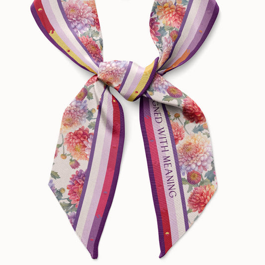 Chrysanthemum Flower Silk Ribbon Scarf, Designed With Meaning