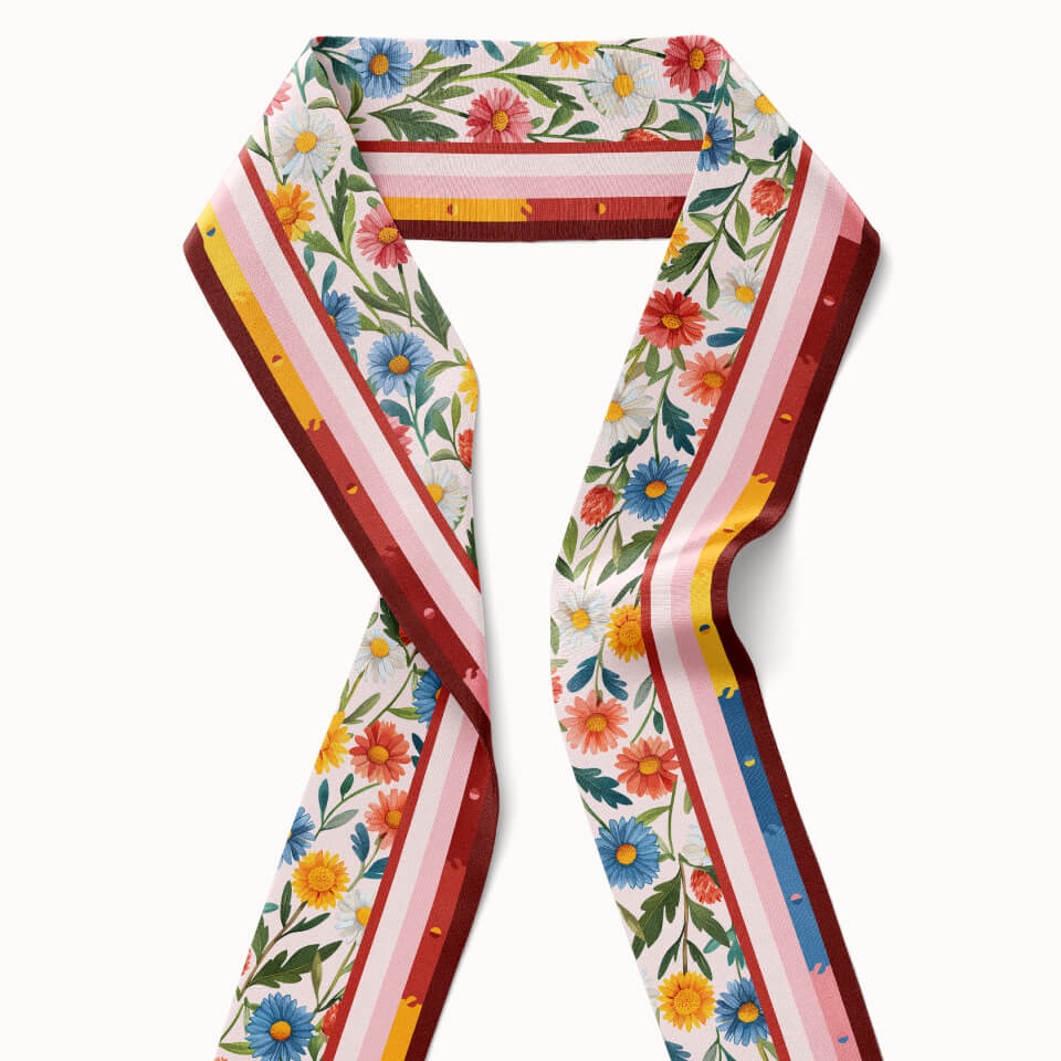 Daisy Flower Silk Ribbon Scarf, Designed With Meaning