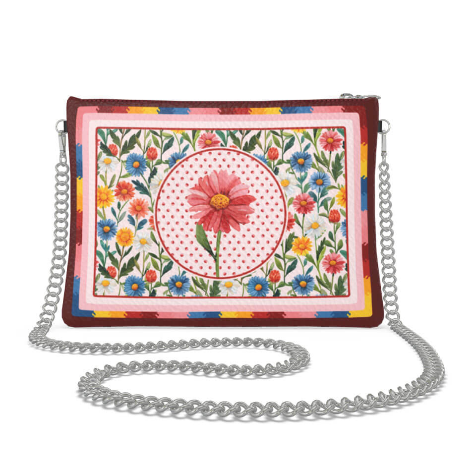 Daisy Flower Zip Crossbody, Leather Handbag, Designed With Meaning