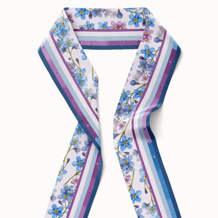 Forget-Me-Not Flower Silk Ribbon Scarf, Designed With Meaning