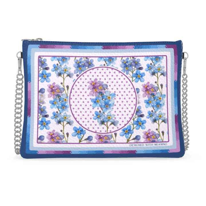 Forget-Me-Not Flower Zip Crossbody, Leather Handbag, Designed With Meaning