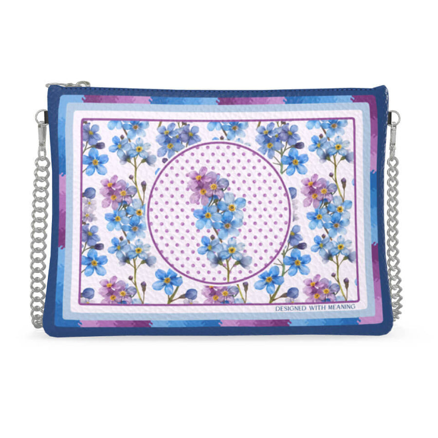 Forget-Me-Not Flower Zip Crossbody, Leather Handbag, Designed With Meaning