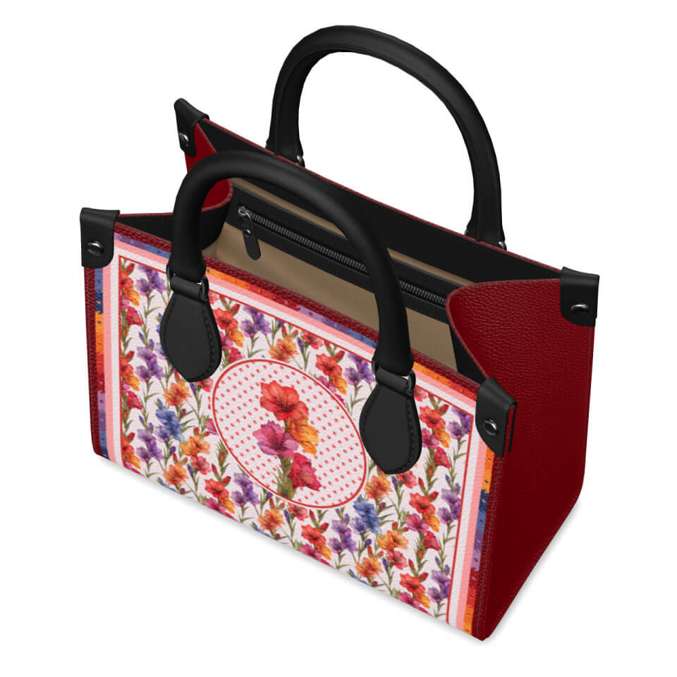 Gladiolus Flower Mini Shopper, Leather Handbag, Designed With Meaning