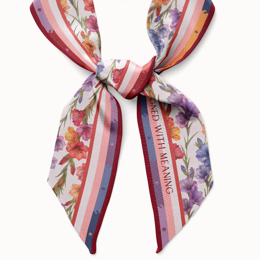 Gladiolus Flower Silk Ribbon Scarf, Designed With Meaning