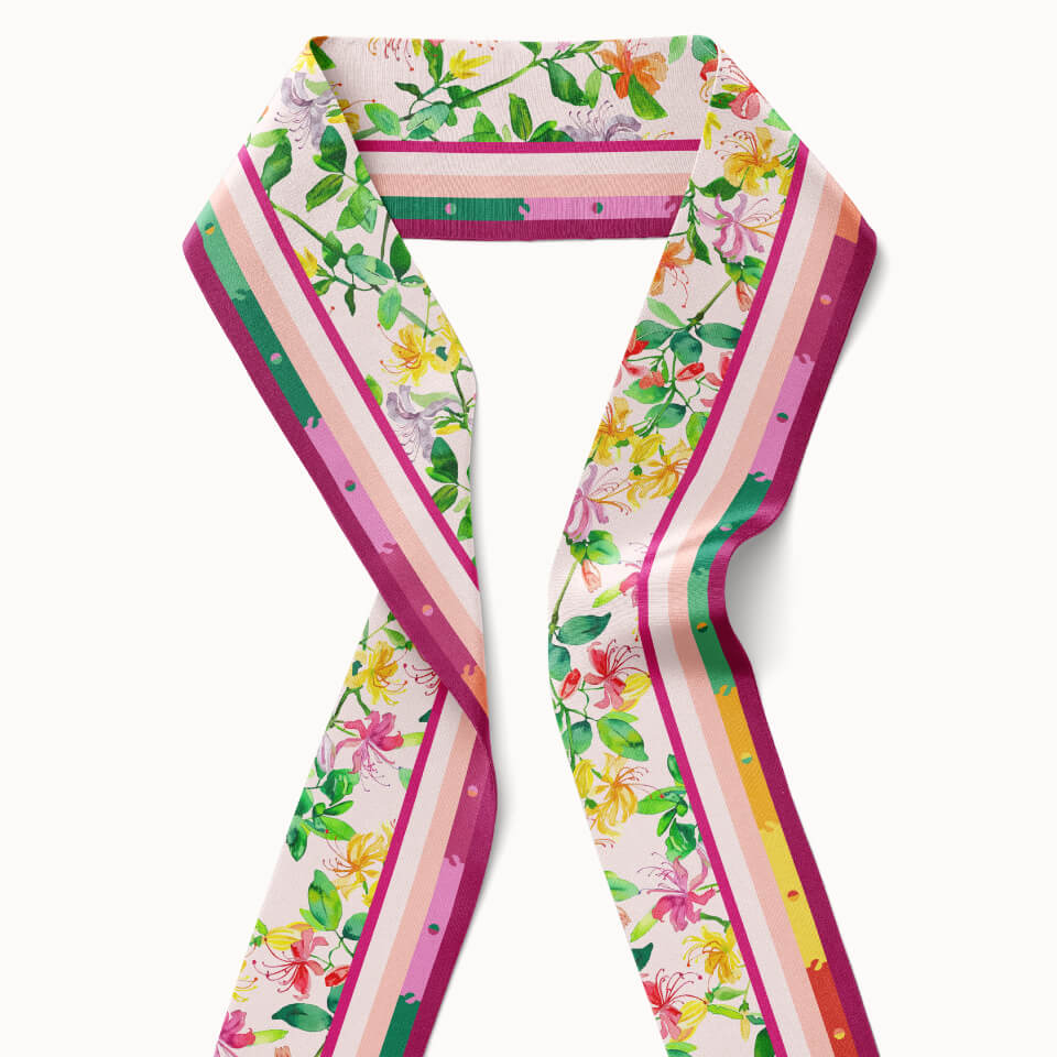 Honeysuckle Flower Silk Ribbon Scarf, Designed With Meaning