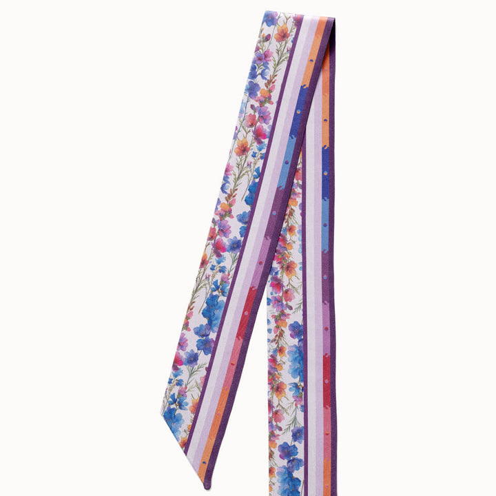 Larkspur Flower Silk Ribbon Scarf, Designed With Meaning