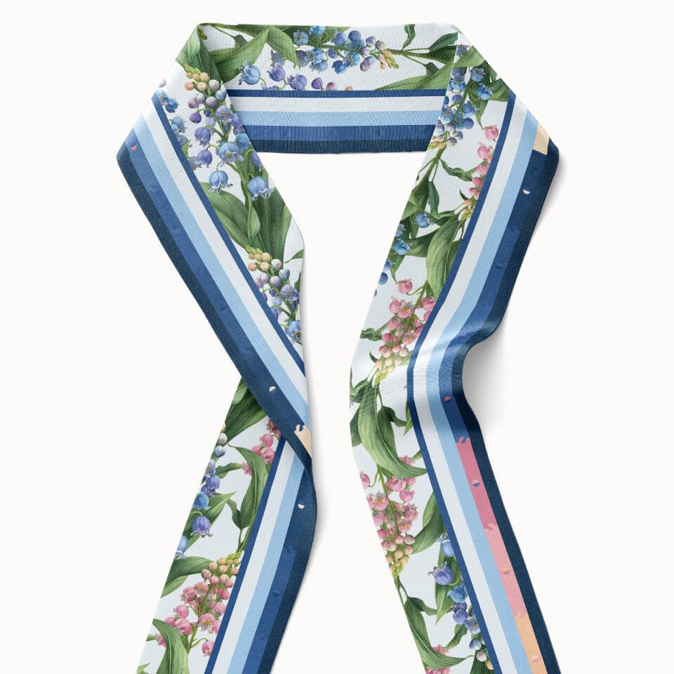 Lily of the Valley Flower Silk Ribbon Scarf, Designed With Meaning